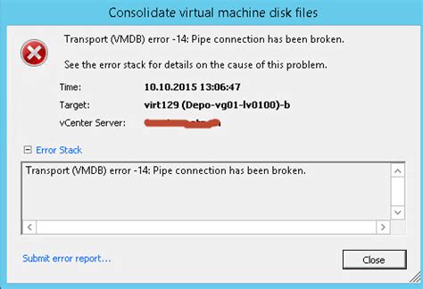 My problem is different. . Vmware fusion transport vmdb error 14 pipe connection has been broken